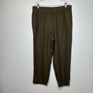 Haven Well Within 100% Linen Cropped Pants Women’s Sz XL Green